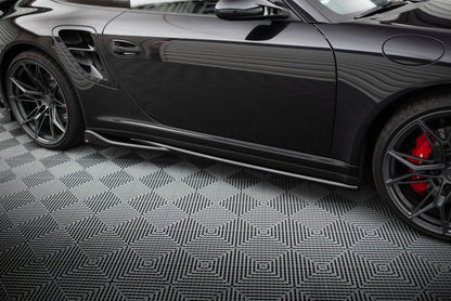 Seitenschweller Ansatz (Paar) passend für Porsche 911 Turbo 997 schwarz Hochglanz