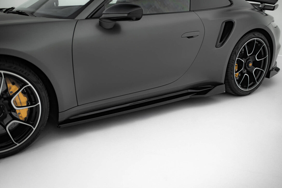 Seitenschweller Ansatz (Paar) passend für Porsche 911 Turbo S Sport Package 992 schwarz Hochglanz