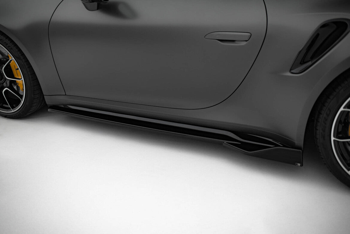 Seitenschweller Ansatz (Paar) passend für Porsche 911 Turbo S Sport Package 992 schwarz Hochglanz