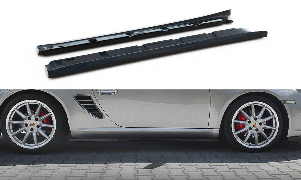 Seitenschweller Ansatz (Paar) passend für Porsche Boxster 987 schwarz Hochglanz