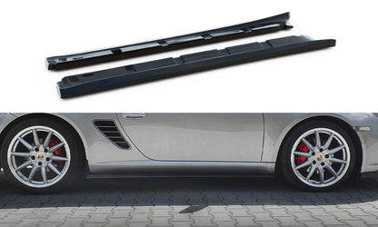 Seitenschweller Ansatz (Paar) passend für Porsche Boxster 987 schwarz Hochglanz