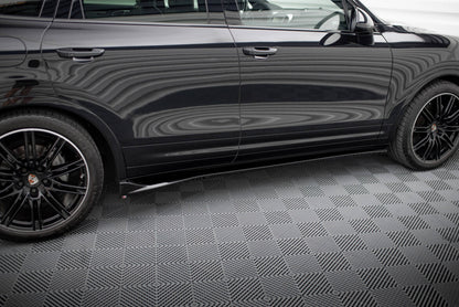 Seitenschweller Ansatz (Paar) passend für Porsche Cayenne Mk2 FL schwarz Hochglanz