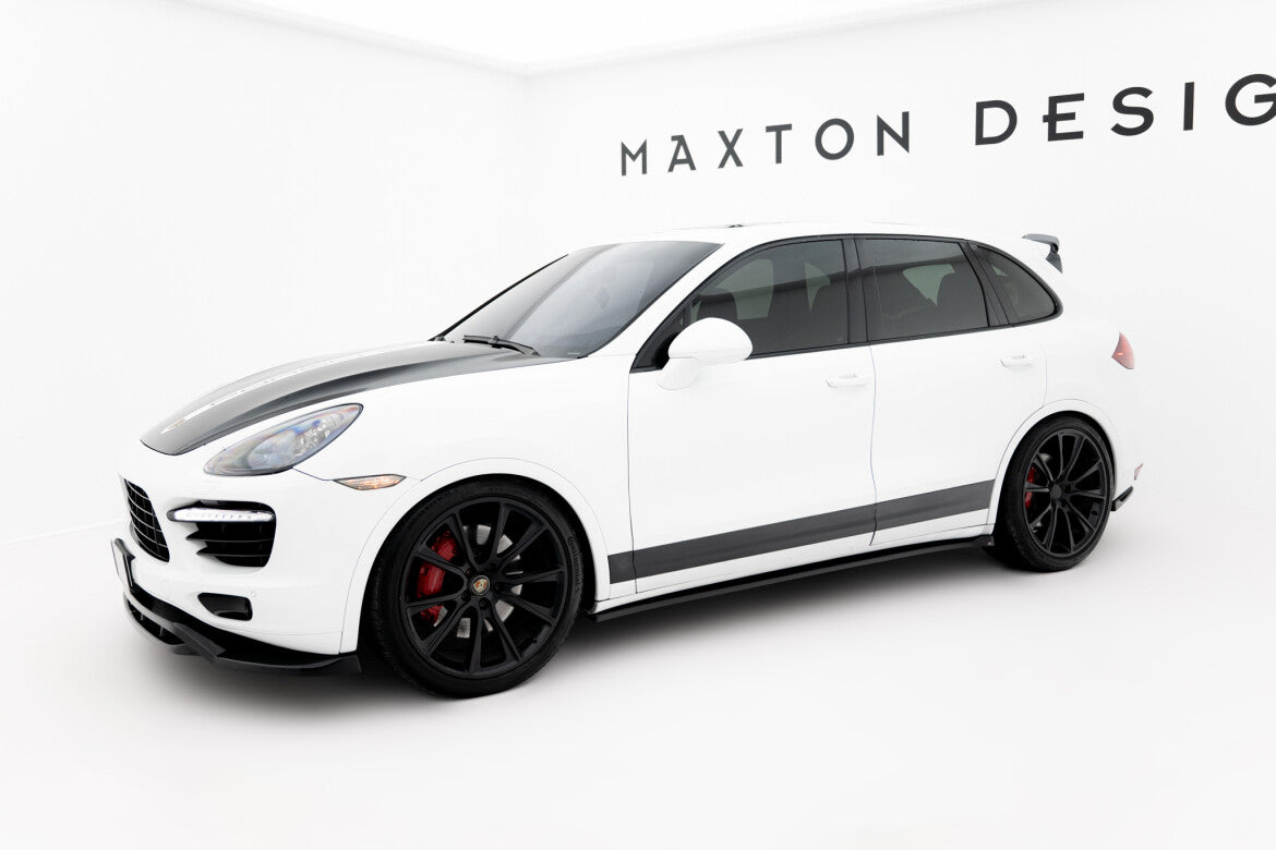 Seitenschweller Ansatz (Paar) passend für Porsche Cayenne Turbo / Standard Mk2 schwarz Hochglanz