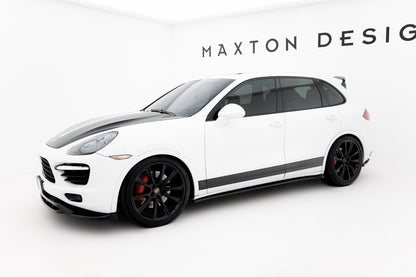 Seitenschweller Ansatz (Paar) passend für Porsche Cayenne Turbo / Standard Mk2 schwarz Hochglanz