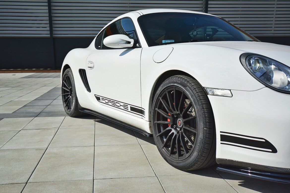 Seitenschweller Ansatz (Paar) passend für Porsche CAYMAN S 987C schwarz Hochglanz