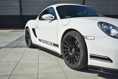 Seitenschweller Ansatz (Paar) passend für Porsche CAYMAN S 987C schwarz Hochglanz