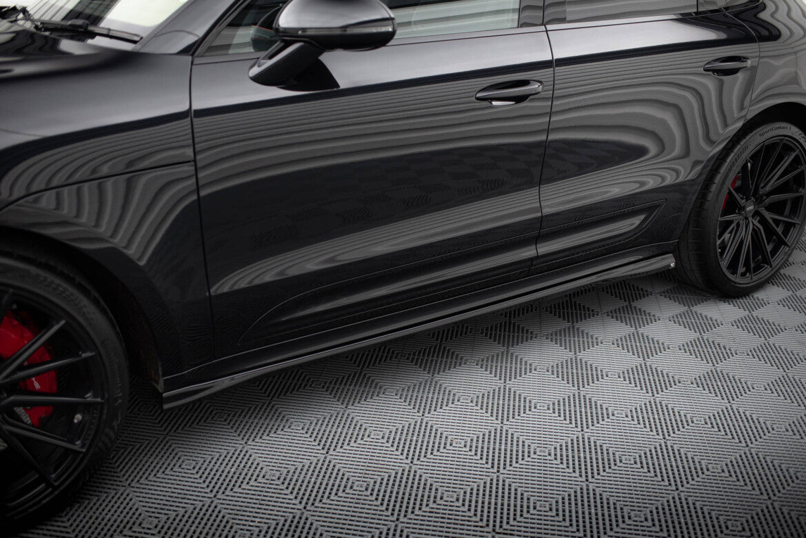 Seitenschweller Ansatz (Paar) passend für Porsche Macan T / GTS Mk1 FL 2 schwarz Hochglanz