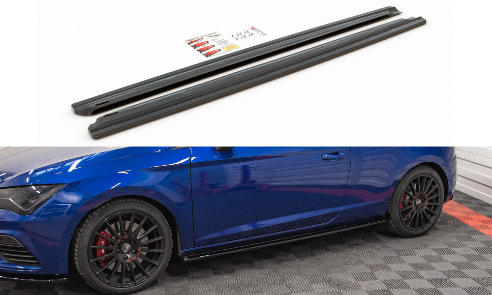 Seitenschweller Ansatz (Paar) passend für Seat Leon CUPRA / FR SC Mk3 / Mk3 FL schwarz Hochglanz