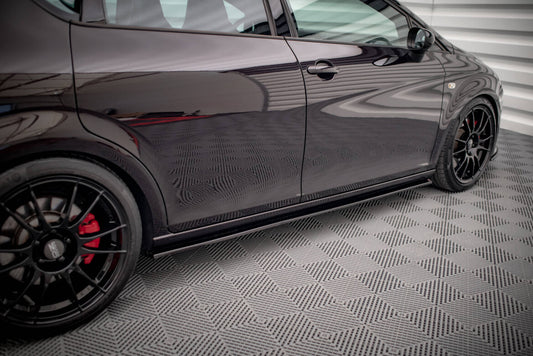 Seitenschweller Ansatz (Paar) passend für Seat Leon MK2 CUPRA / FR schwarz Hochglanz