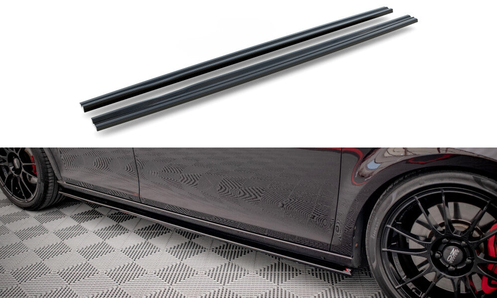 Seitenschweller Ansatz (Paar) passend für Seat Leon MK2 CUPRA / FR schwarz Hochglanz