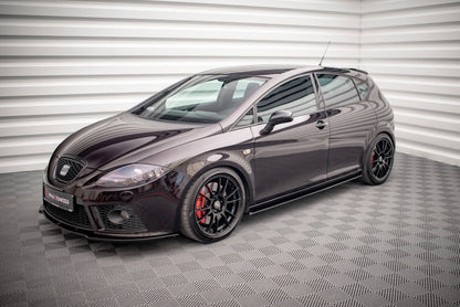 Seitenschweller Ansatz (Paar) passend für Seat Leon MK2 CUPRA / FR schwarz Hochglanz