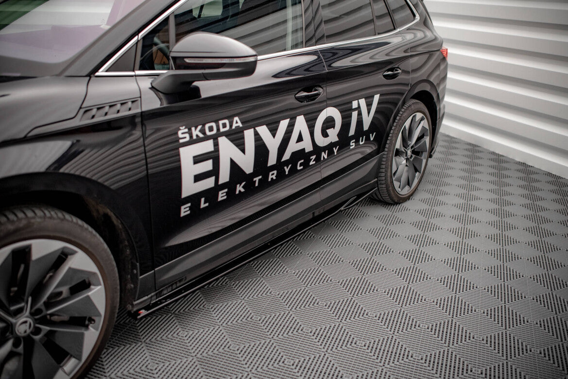 Seitenschweller Ansatz (Paar) passend für Skoda Enyaq iV schwarz Hochglanz