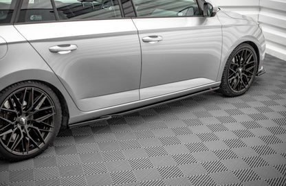 Seitenschweller Ansatz (Paar) passend für Skoda Fabia Mk3 schwarz Hochglanz