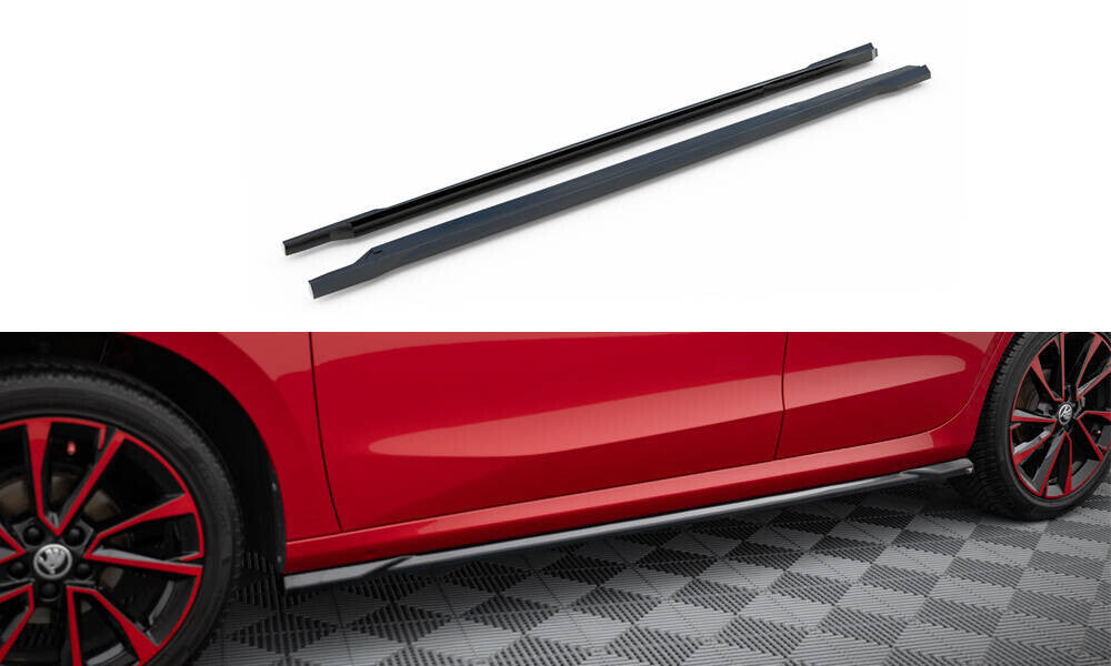 Seitenschweller Ansatz (Paar) passend für Skoda Fabia Mk4 schwarz Hochglanz
