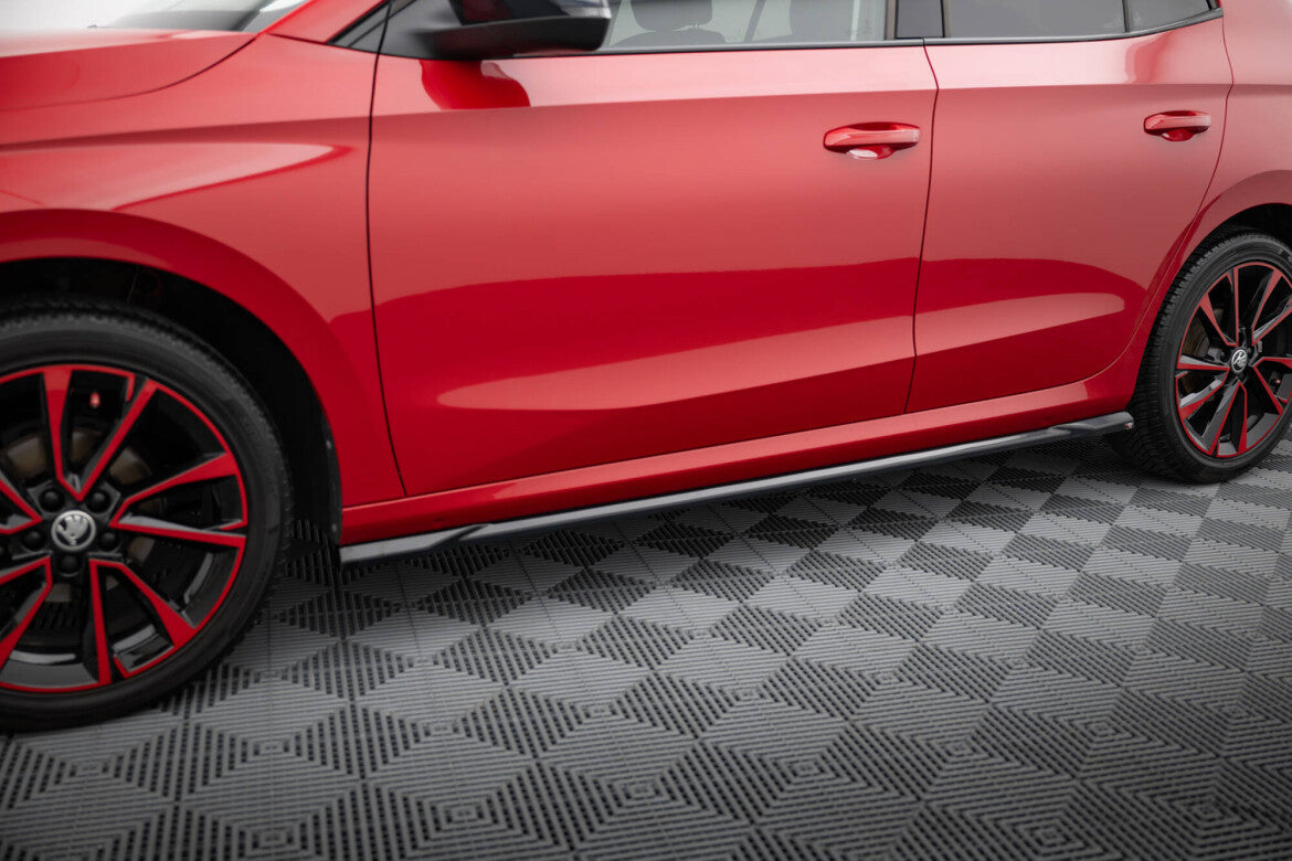 Seitenschweller Ansatz (Paar) passend für Skoda Fabia Mk4 schwarz Hochglanz