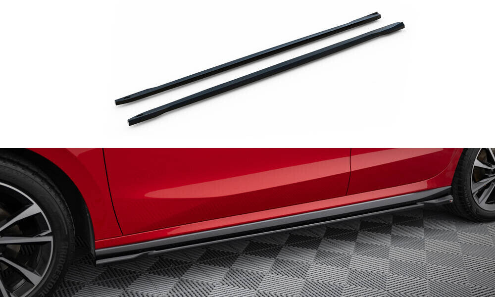 Seitenschweller Ansatz (Paar) passend für Skoda Fabia Monte Carlo Mk4 schwarz Hochglanz