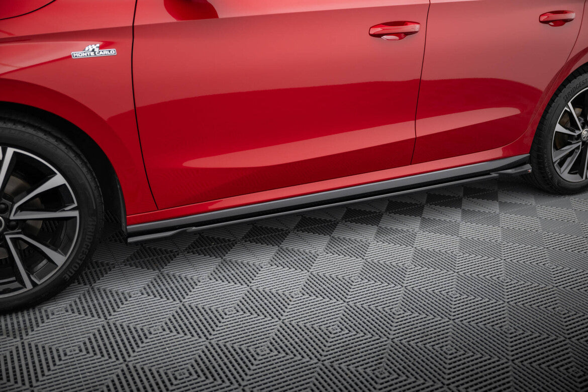 Seitenschweller Ansatz (Paar) passend für Skoda Fabia Monte Carlo Mk4 schwarz Hochglanz