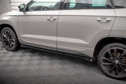 Seitenschweller Ansatz (Paar) passend für Skoda Karoq Sportline Mk1 schwarz Hochglanz