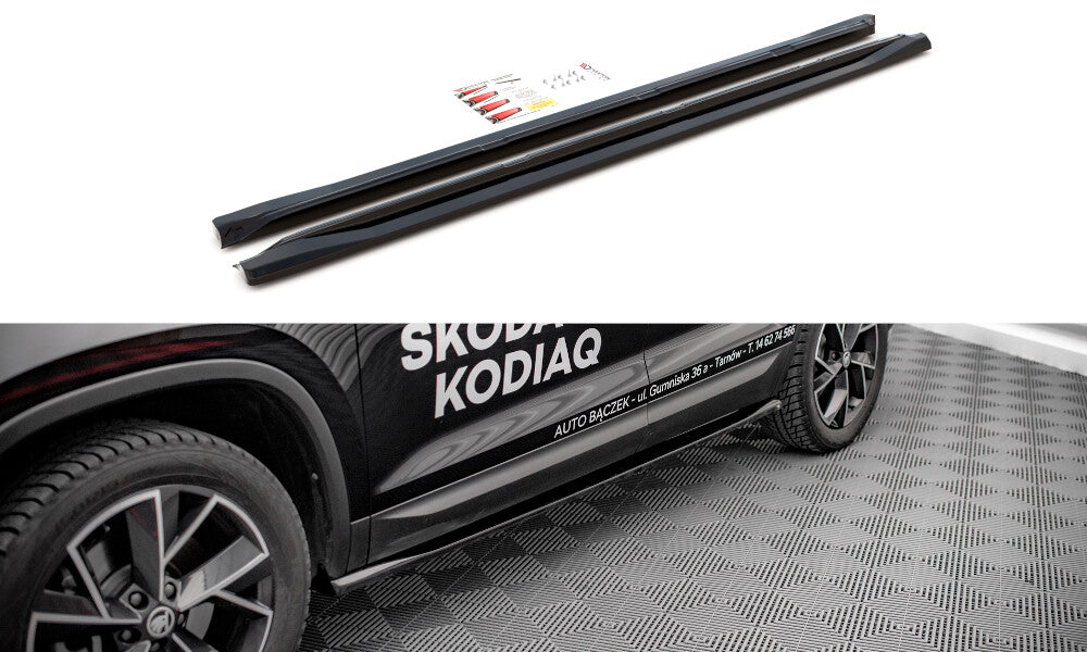 Seitenschweller Ansatz (Paar) passend für Skoda Kodiaq Mk1 FL schwarz Hochglanz