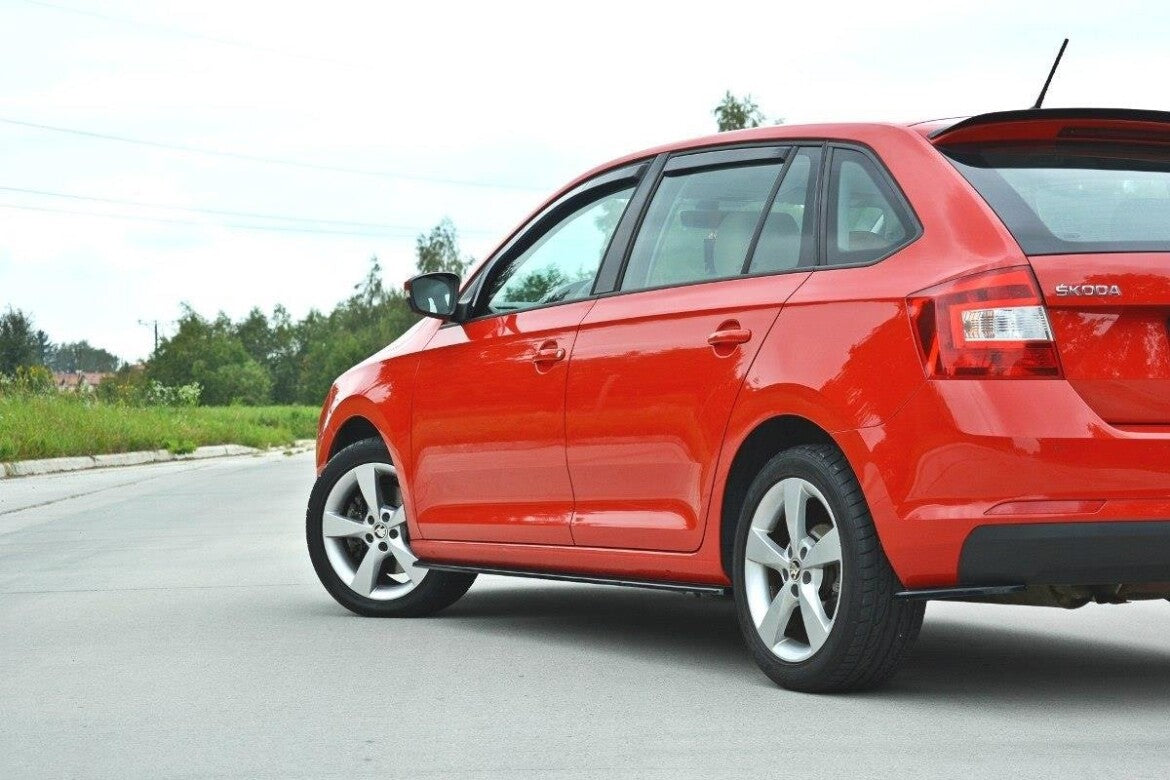 Seitenschweller Ansatz (Paar) passend für Skoda Rapid schwarz Hochglanz