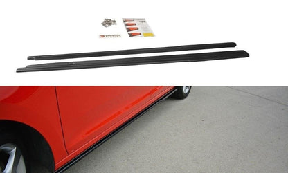Seitenschweller Ansatz (Paar) passend für Skoda Rapid schwarz Hochglanz