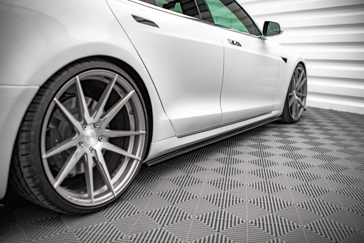 Seitenschweller Ansatz (Paar) passend für Tesla Model S FL schwarz Hochglanz