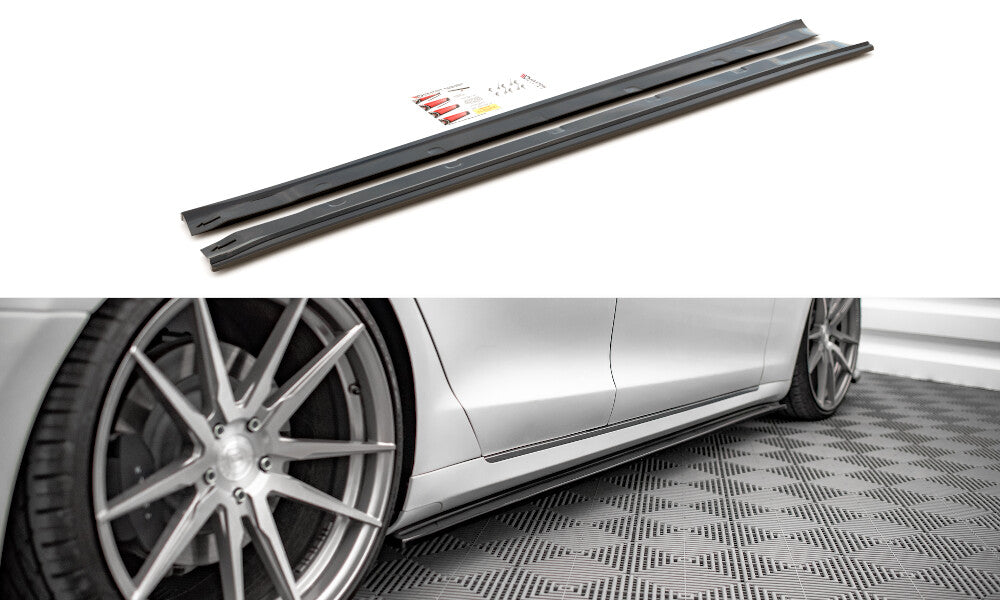 Seitenschweller Ansatz (Paar) passend für Tesla Model S FL schwarz Hochglanz