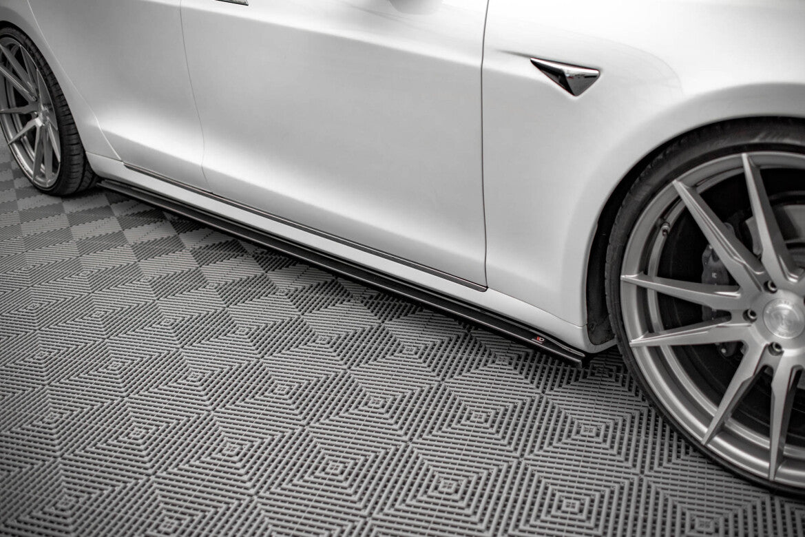 Seitenschweller Ansatz (Paar) passend für Tesla Model S FL schwarz Hochglanz