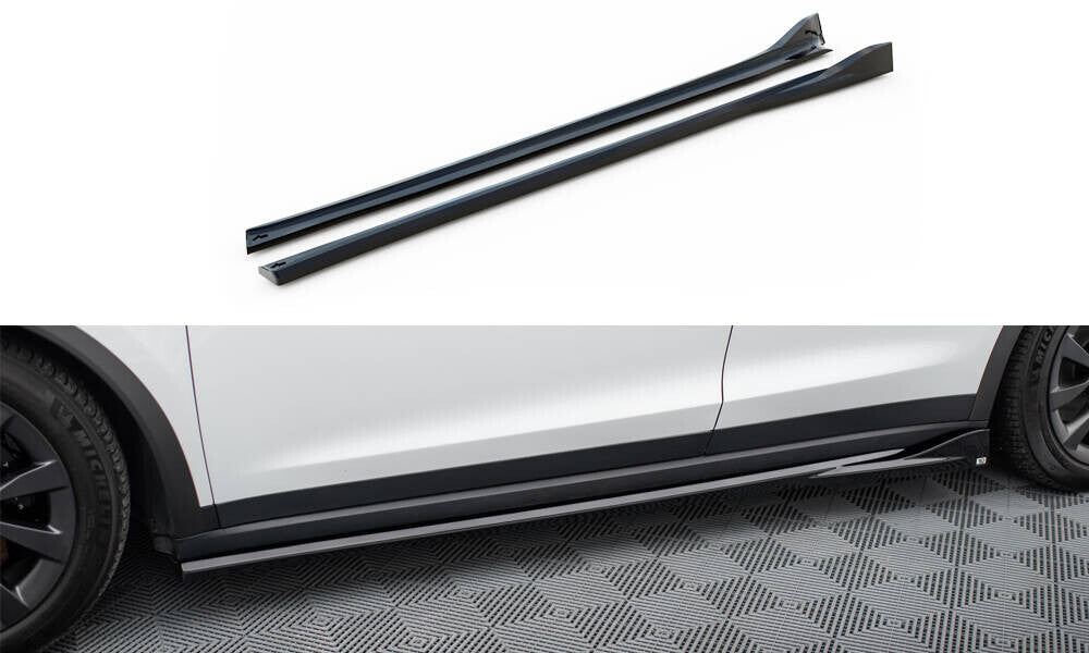 Seitenschweller Ansatz (Paar) passend für Tesla Model X Mk1 FL schwarz Hochglanz