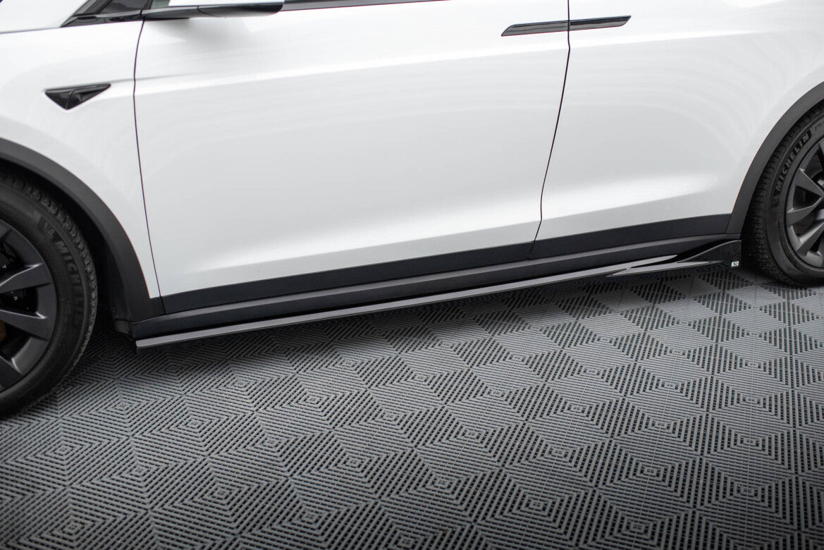 Seitenschweller Ansatz (Paar) passend für Tesla Model X Mk1 FL schwarz Hochglanz