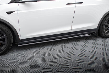 Seitenschweller Ansatz (Paar) passend für Tesla Model X Mk1 FL schwarz Hochglanz