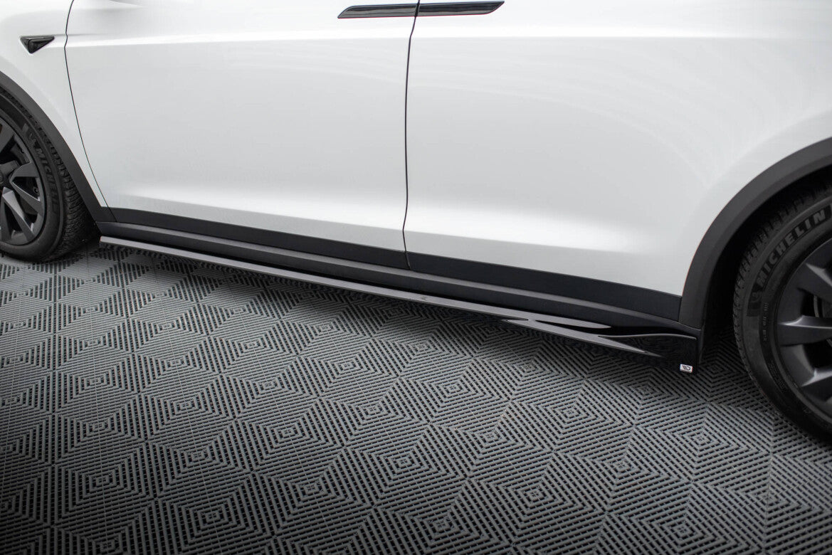Seitenschweller Ansatz (Paar) passend für Tesla Model X Mk1 FL schwarz Hochglanz