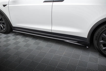 Seitenschweller Ansatz (Paar) passend für Tesla Model X Mk1 FL schwarz Hochglanz