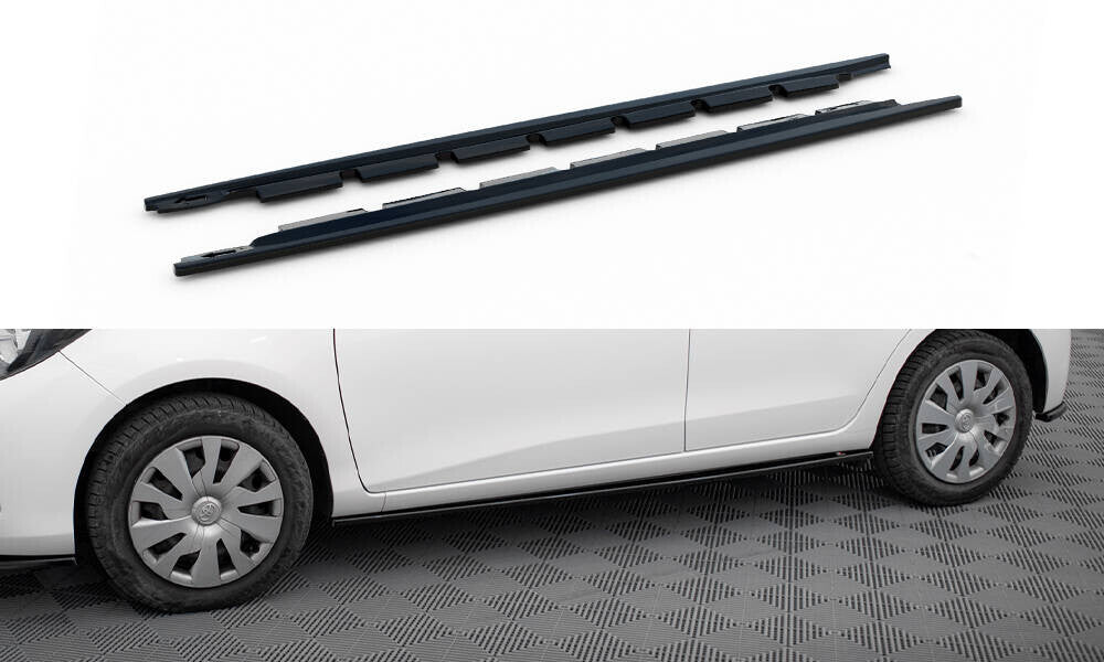 Seitenschweller Ansatz (Paar) passend für Toyota Yaris Mk3 FL schwarz Hochglanz