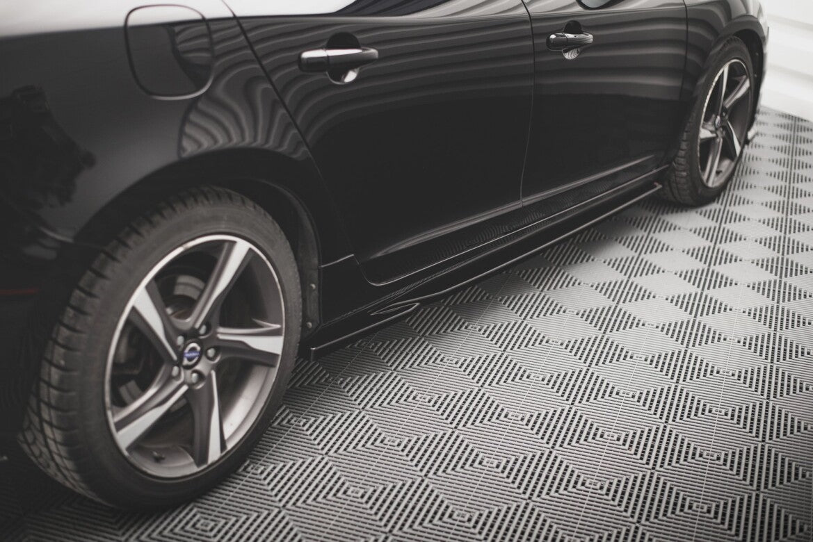 Seitenschweller Ansatz (Paar) passend für Volvo S60 R-Design Mk2 schwarz Hochglanz