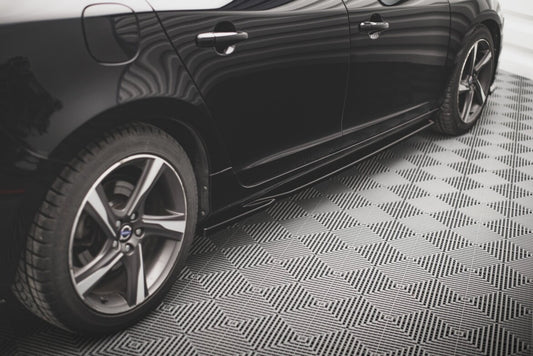 Seitenschweller Ansatz (Paar) passend für Volvo S60 R-Design Mk2 schwarz Hochglanz