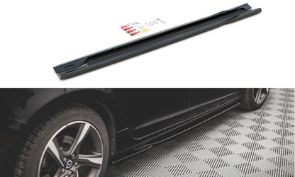 Seitenschweller Ansatz (Paar) passend für Volvo S60 R-Design Mk2 schwarz Hochglanz