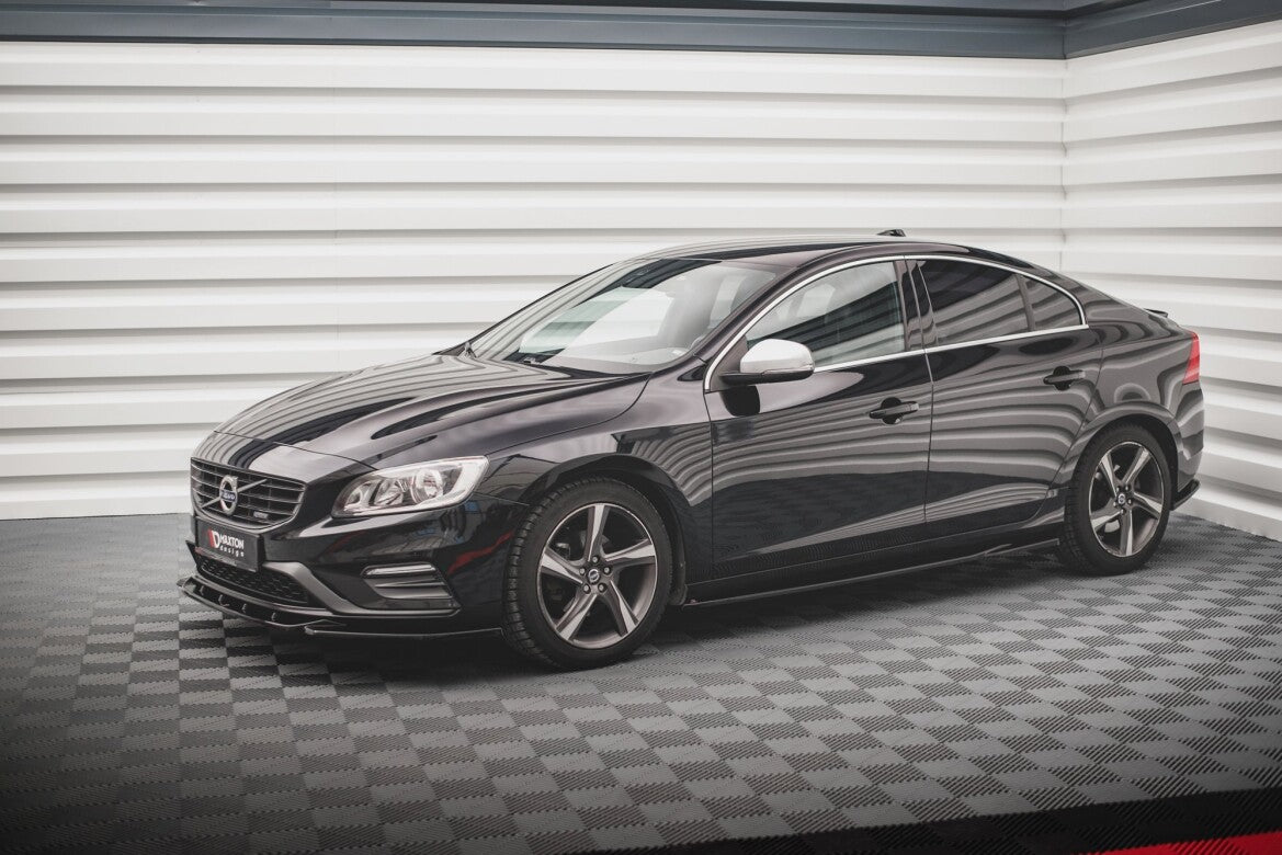 Seitenschweller Ansatz (Paar) passend für Volvo S60 R-Design Mk2 schwarz Hochglanz
