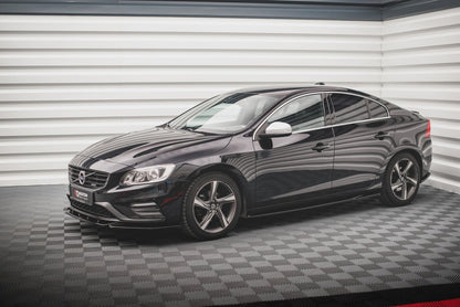 Seitenschweller Ansatz (Paar) passend für Volvo S60 R-Design Mk2 schwarz Hochglanz