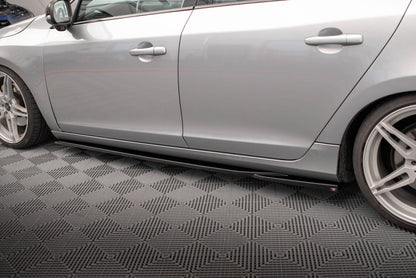 Seitenschweller Ansatz (Paar) passend für Volvo S60 R-Design Mk2 schwarz Hochglanz