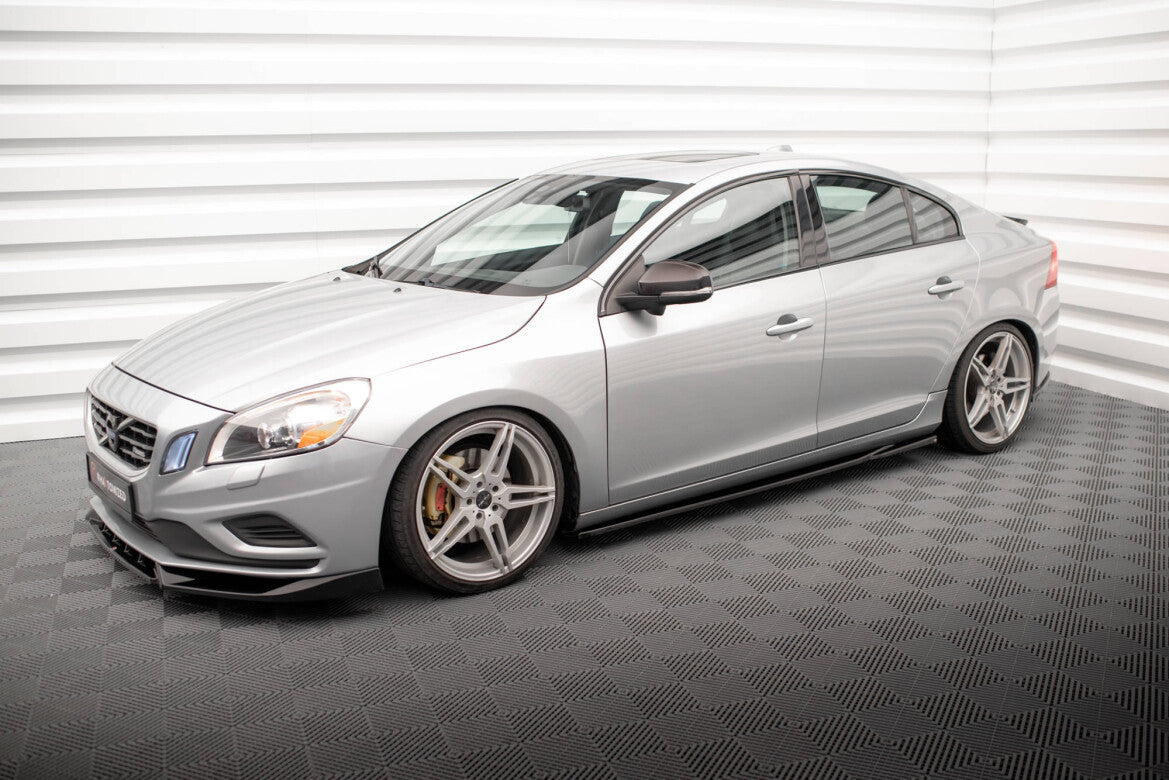 Seitenschweller Ansatz (Paar) passend für Volvo S60 R-Design Mk2 schwarz Hochglanz