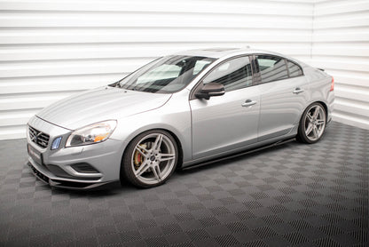 Seitenschweller Ansatz (Paar) passend für Volvo S60 R-Design Mk2 schwarz Hochglanz