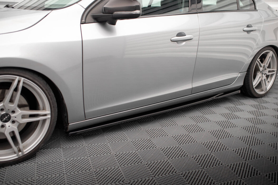 Seitenschweller Ansatz (Paar) passend für Volvo S60 R-Design Mk2 schwarz Hochglanz