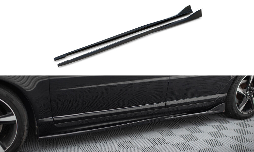 Seitenschweller Ansatz (Paar) passend für Volvo S80 Mk2 schwarz Hochglanz