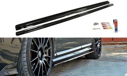 Seitenschweller Ansatz (Paar) passend für Volvo V50F R-Design schwarz Hochglanz