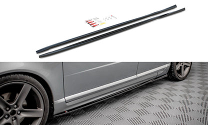 Seitenschweller Ansatz (Paar) passend für Volvo V70 Mk3 schwarz Hochglanz