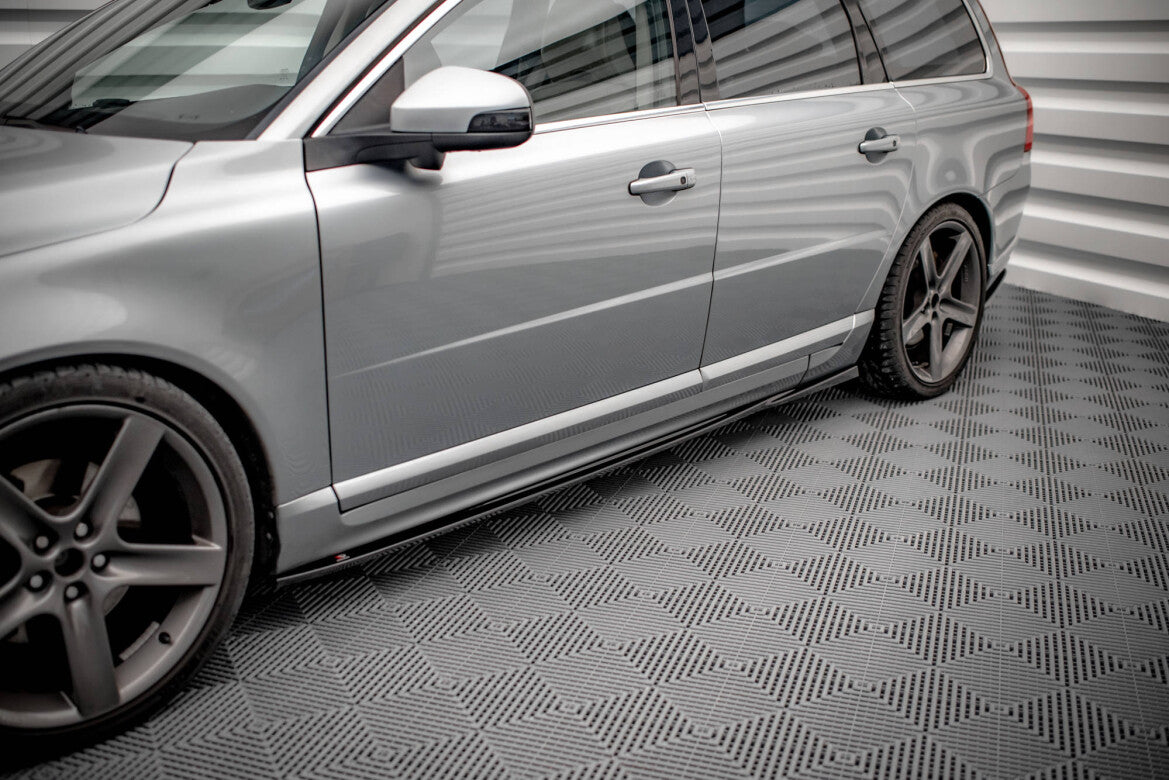 Seitenschweller Ansatz (Paar) passend für Volvo V70 Mk3 schwarz Hochglanz