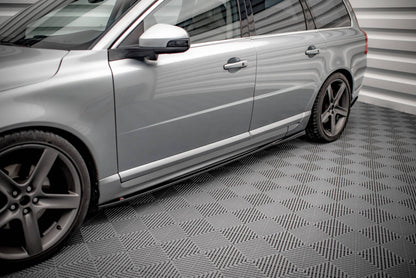 Seitenschweller Ansatz (Paar) passend für Volvo V70 Mk3 schwarz Hochglanz