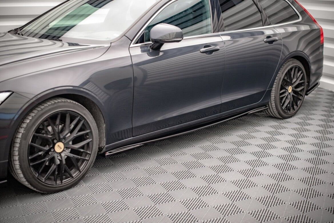 Seitenschweller Ansatz (Paar) passend für Volvo V90 Mk2 schwarz Hochglanz