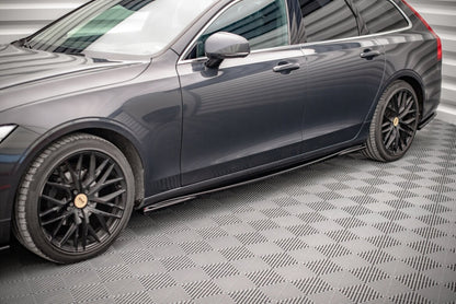 Seitenschweller Ansatz (Paar) passend für Volvo V90 Mk2 schwarz Hochglanz